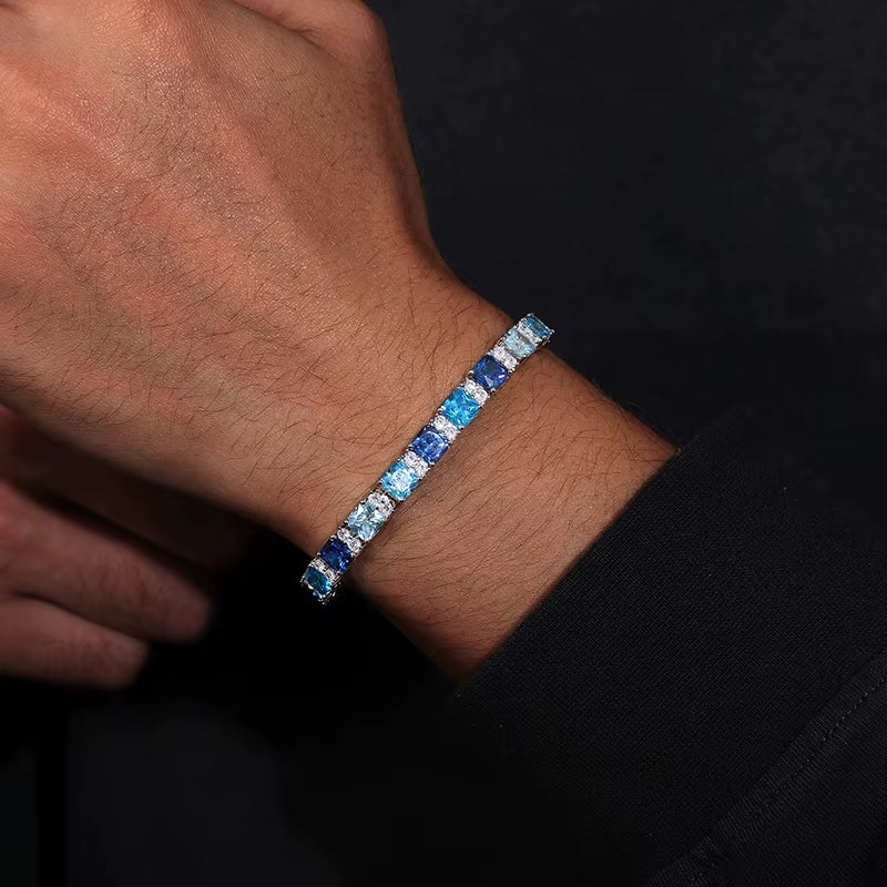 bracelet tennis sertie bleu