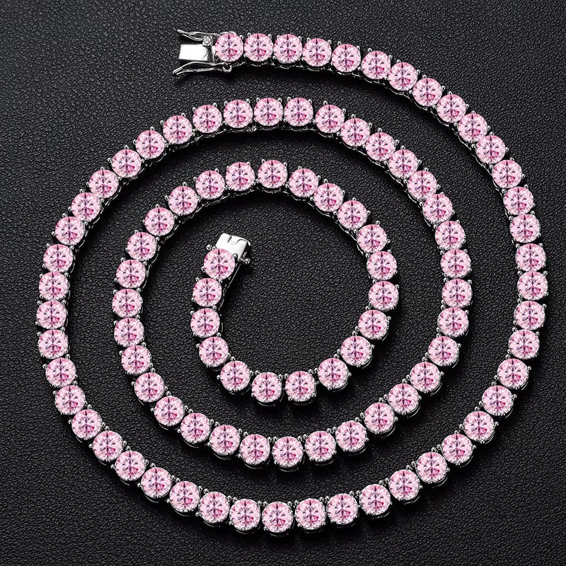 collier tennis rose en pierres VVS